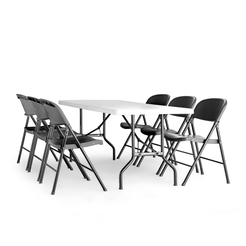 Zestaw Mebli Klara + Paisley stół Składany 1530x760 Mm, 6 Krzeseł, Czarny