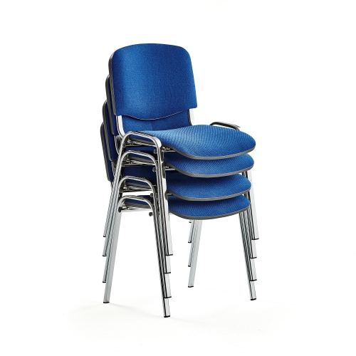 Krzesło Konferencyjne Nelson, 4 Szt., Tkanina, Niebieski, Chrom
