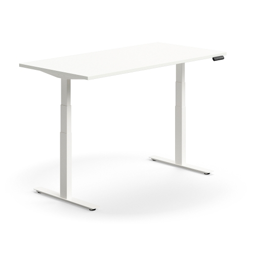 Biurko Z Regulacją Wysokości Qbus Proste, 1600x800 Mm, Biała Rama, Biały