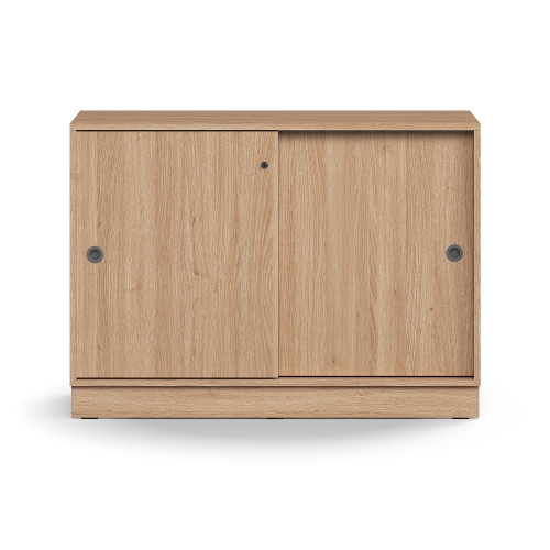 Zamykana Szafa Przesuwna Qbus 1 Półka, Cokół, Uchwyty, 868x1200x400 Mm, Dąb