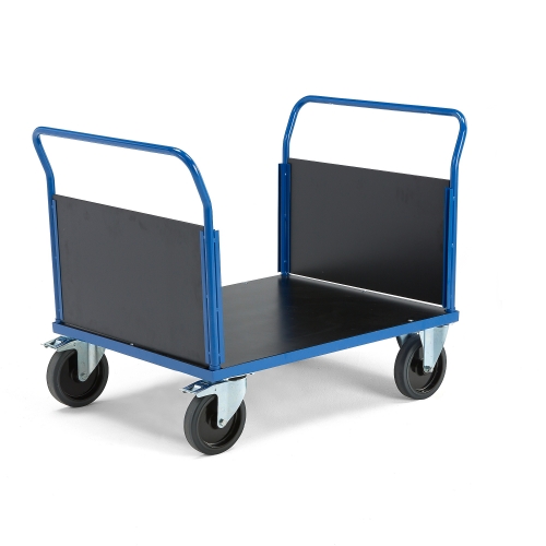 Wózek Platformowy Transfer 2 Burty Drewniane, 1000x700 Mm, Guma Elastyczna, Z Hamulcami