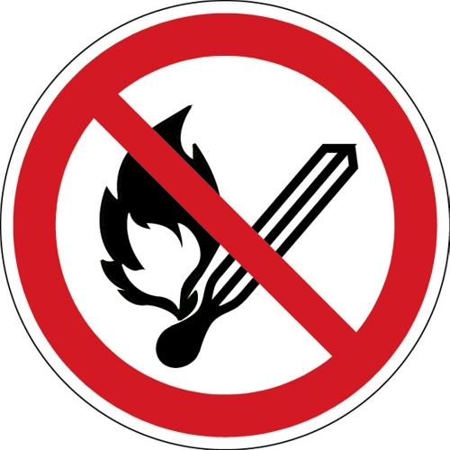 Oznaczenie: Zakaz Używania Otwartego Ognia, Samoprzylepny Poliester, ø 100 Mm