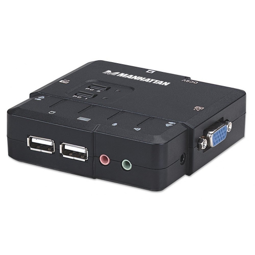 Przełącznik Kvm Vga/usb 2x1 2-portowy Z Audio/mic