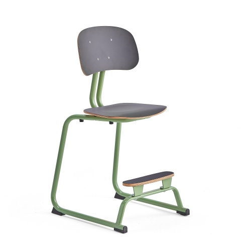 Krzesło szkolne YNGVE Na płozach, zielony, antracyt, H 520 mm AJ Produkty